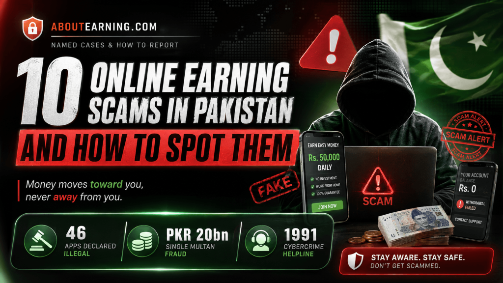 10 online earning scams in Pakistan and how to spot them, with 46 apps declared illegal and the 1991 cybercrime helpline